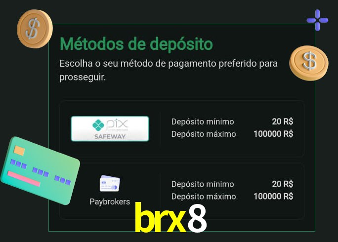 O cassino brx8 oferece uma grande variedade de métodos de pagamento